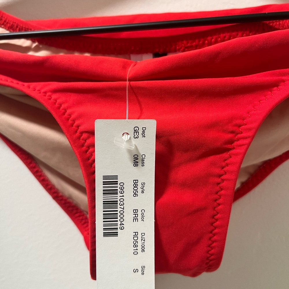 NWT JCrew Red Swim Bikini Bottoms; Sz S